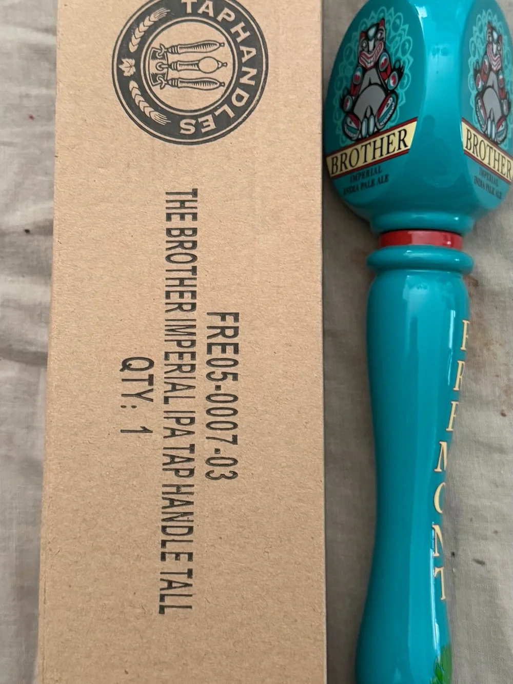 Fremont Brewing Brother Imperial India Pale Ale Turquoise Tap Handle